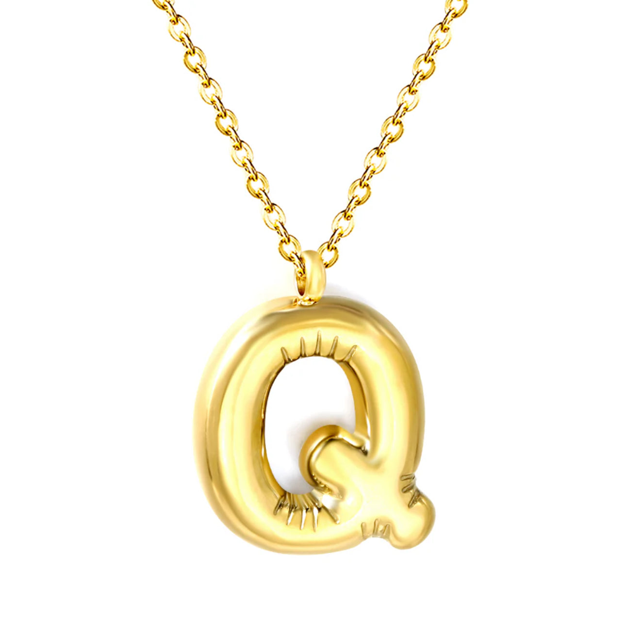 Bubble Letter Pendant Necklace, Initial Letter Necklace