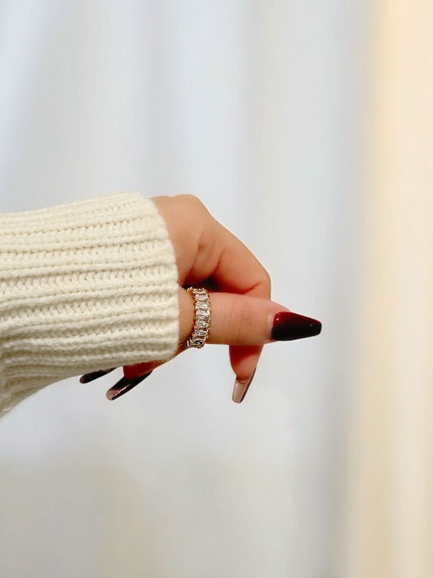 Baguette Ring, Square Diamond Wraparound Ring, Stackable Ring, Statement Piece