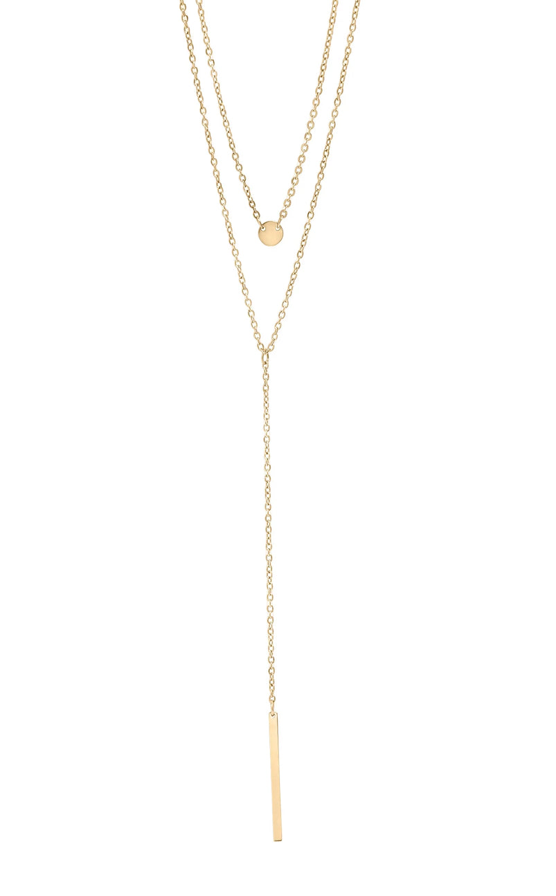 Circle and satellite layered chain necklace