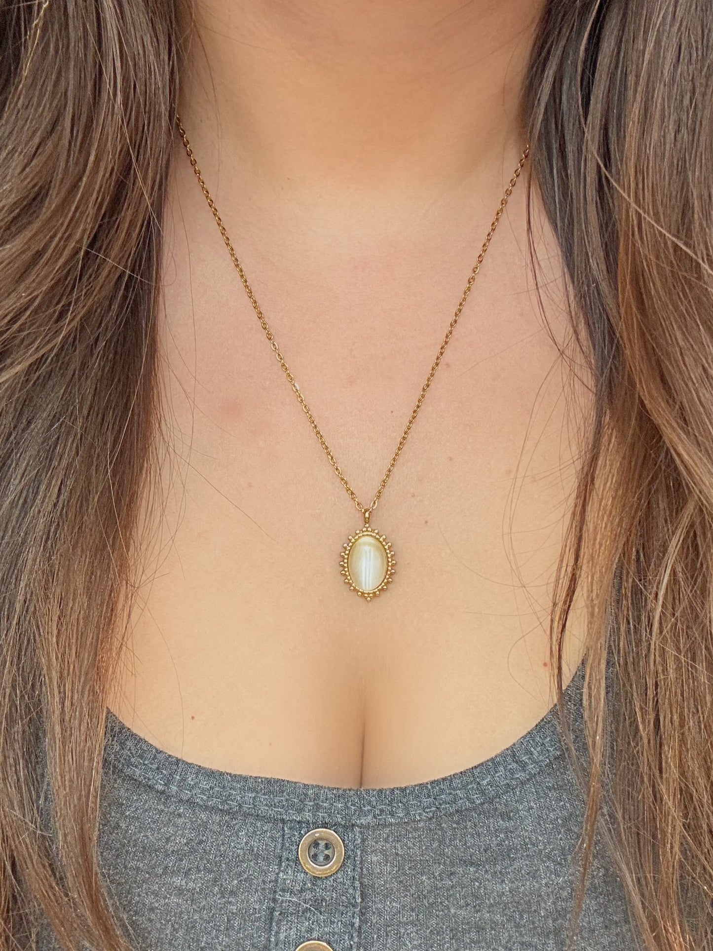 Oval Cat’s Eye Pendant Necklace