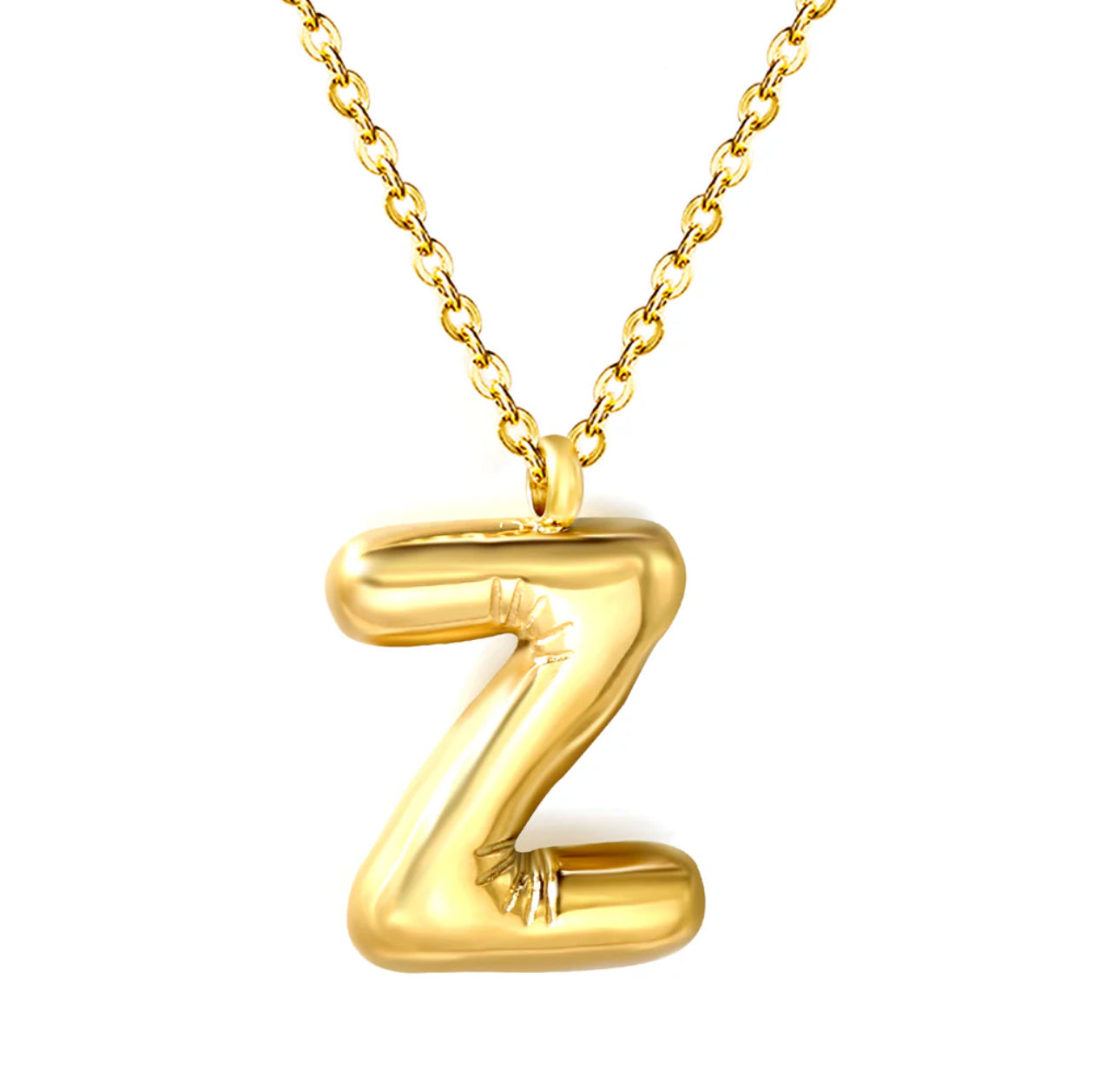 Bubble Letter Pendant Necklace, Initial Letter Necklace