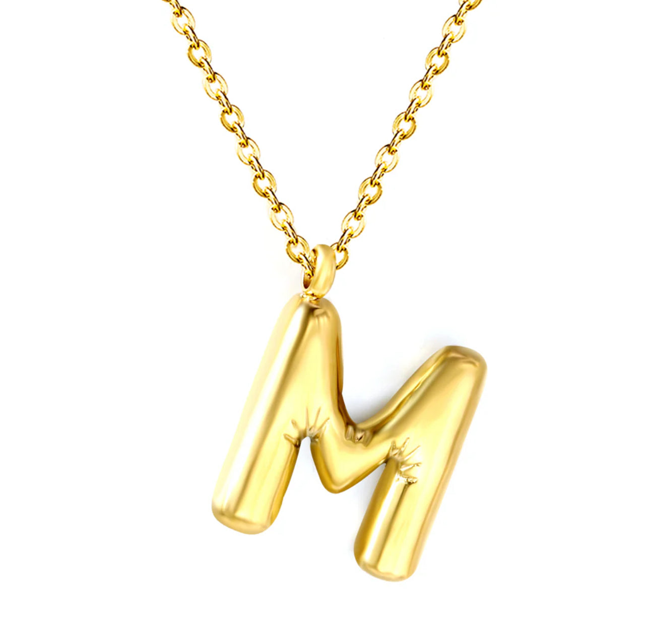 Bubble Letter Pendant Necklace, Initial Letter Necklace