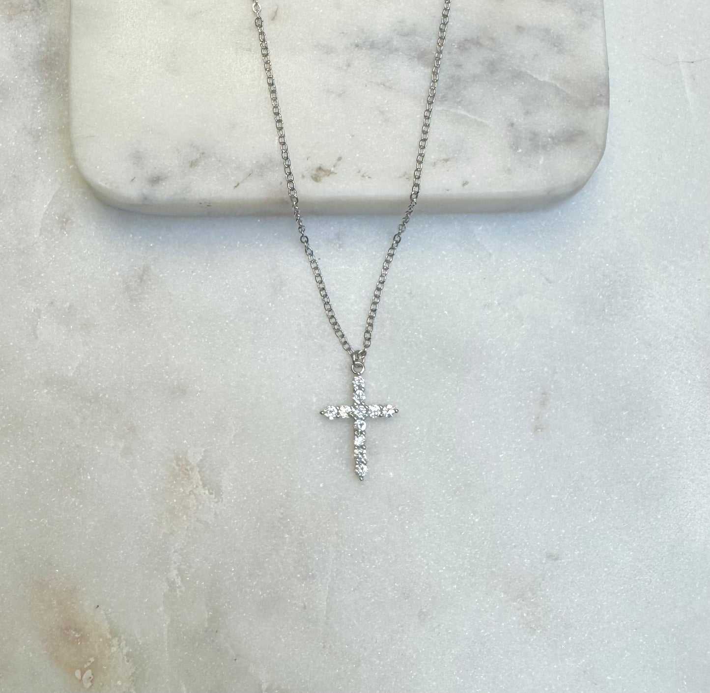 Cross pave necklace