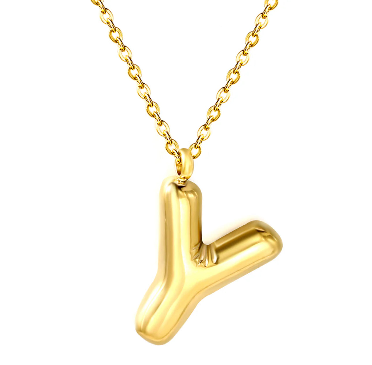 Bubble Letter Pendant Necklace, Initial Letter Necklace