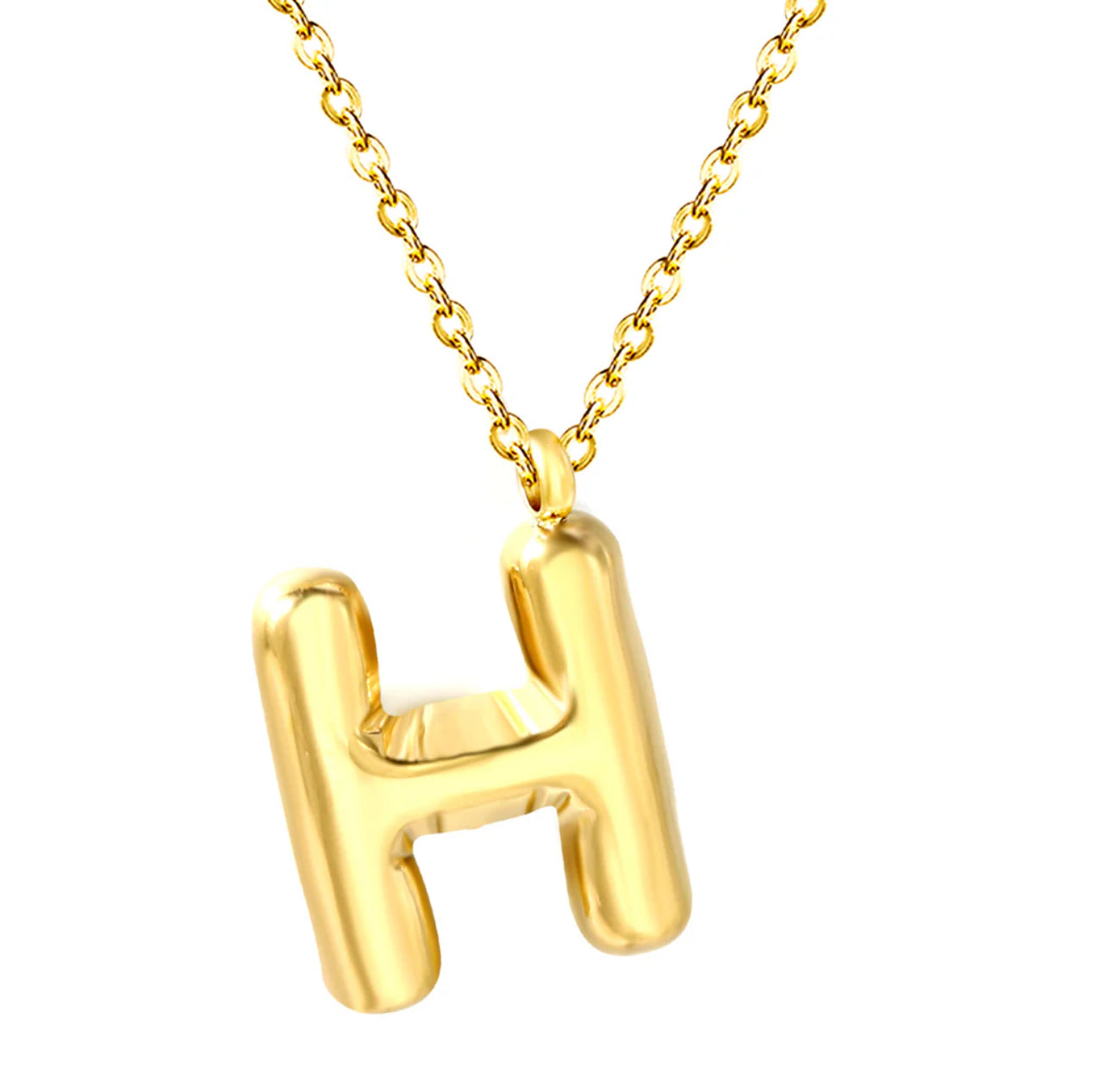 Bubble Letter Pendant Necklace, Initial Letter Necklace