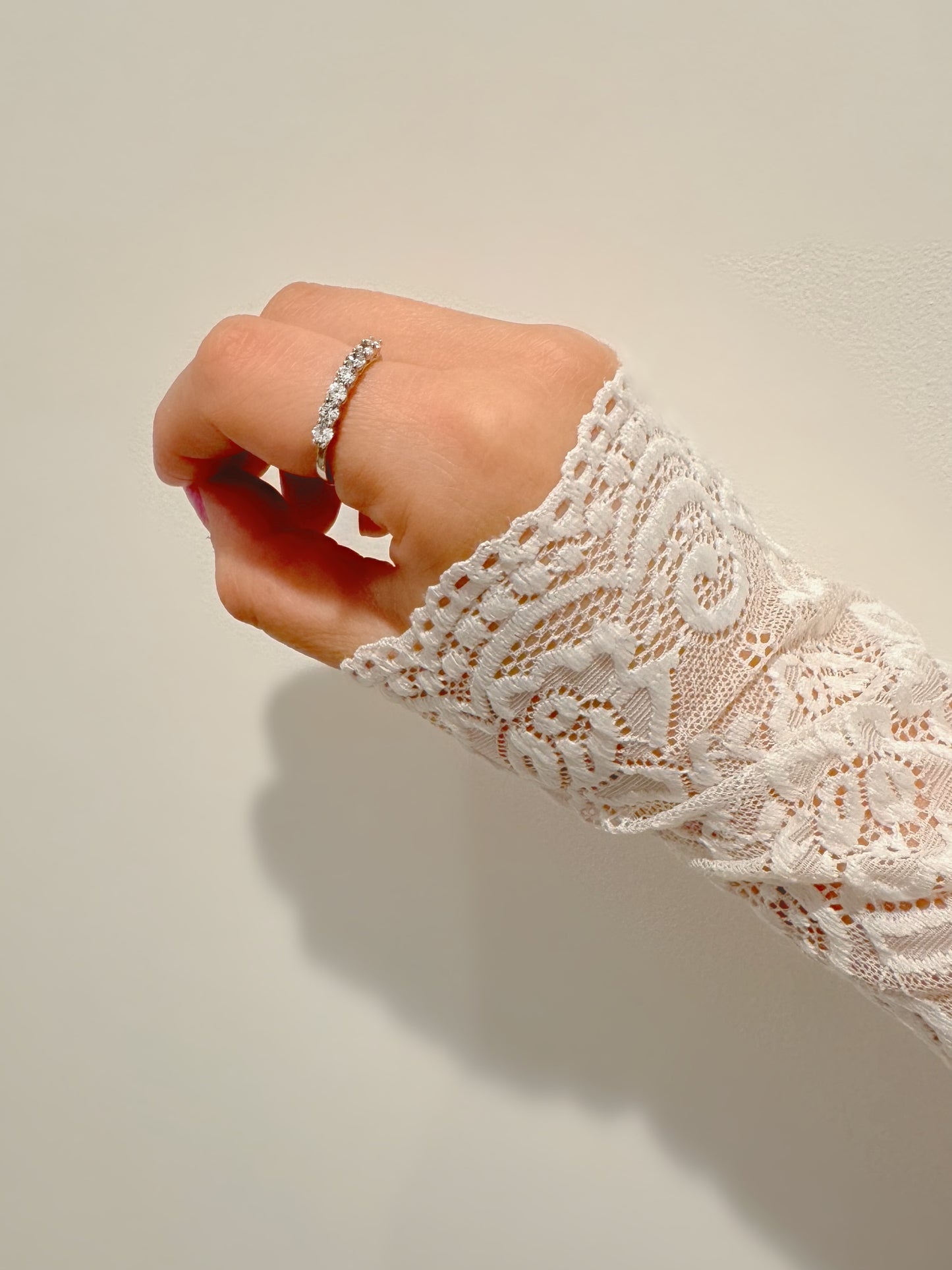 Half eternity pave ring