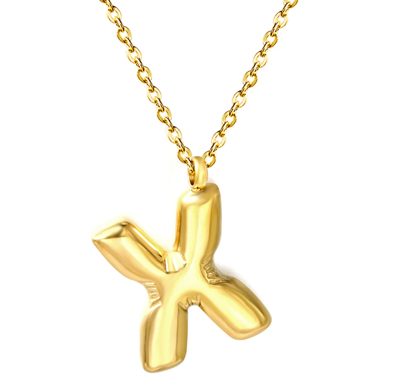 Bubble Letter Pendant Necklace, Initial Letter Necklace