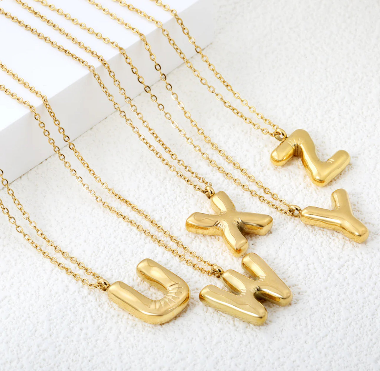 Bubble Letter Pendant Necklace, Initial Letter Necklace