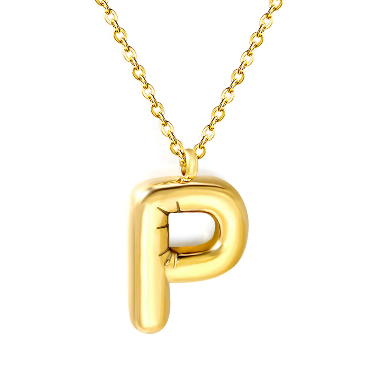 Bubble Letter Pendant Necklace, Initial Letter Necklace
