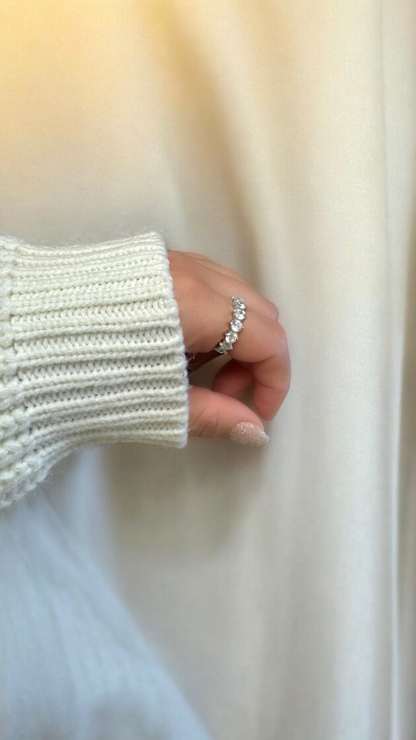 White Wraparound Statement Ring, Shiny Stackable Ring