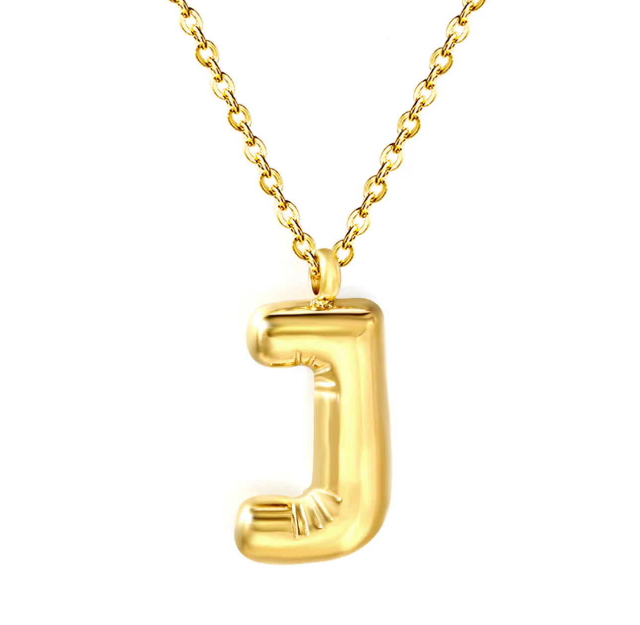 Bubble Letter Pendant Necklace, Initial Letter Necklace
