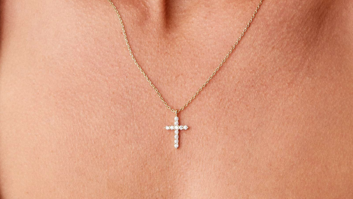 Cross pave necklace