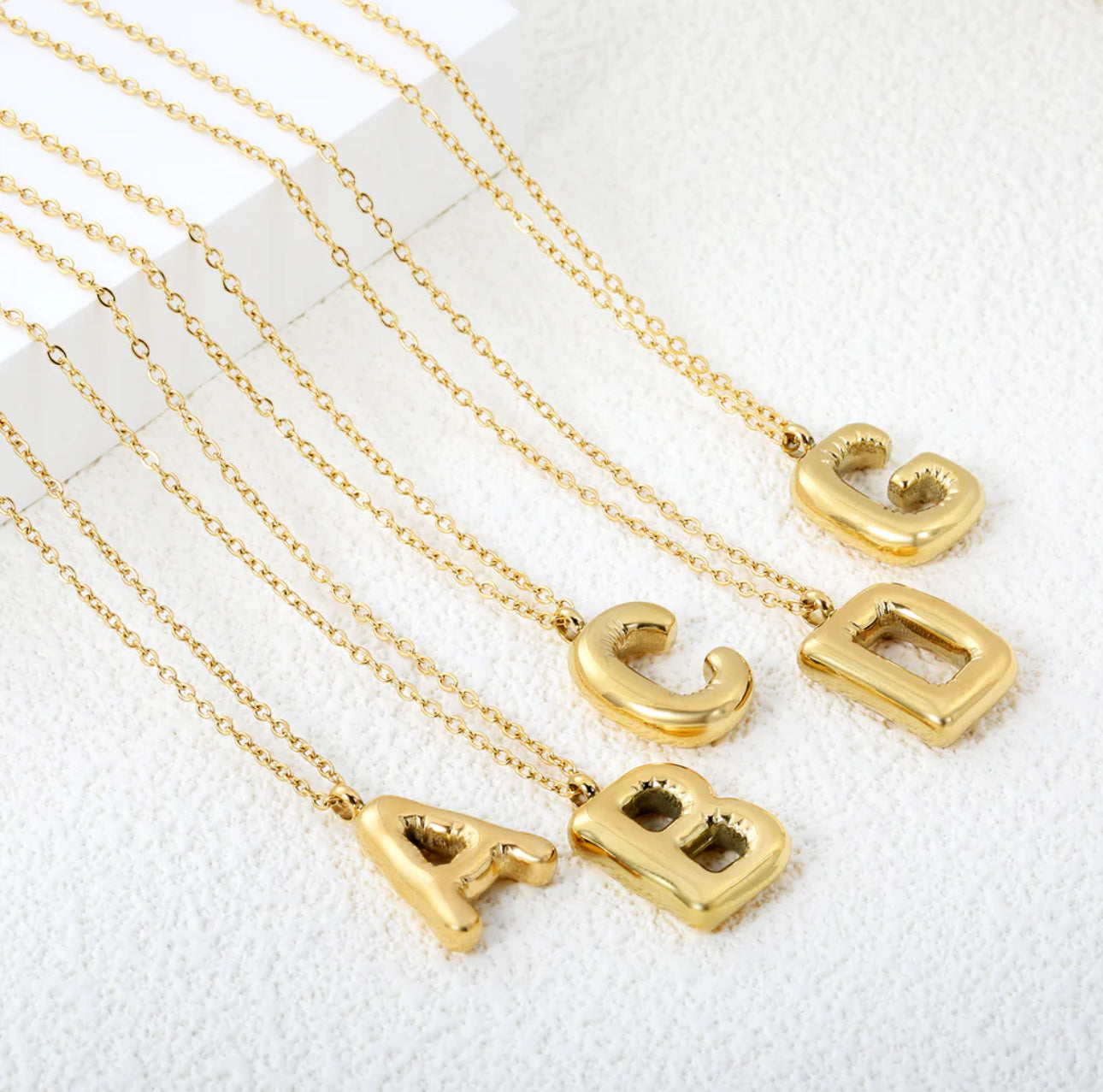 Bubble Letter Pendant Necklace, Initial Letter Necklace