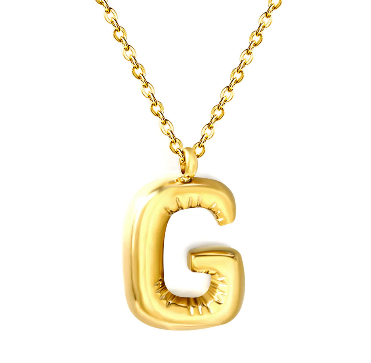 Bubble Letter Pendant Necklace, Initial Letter Necklace