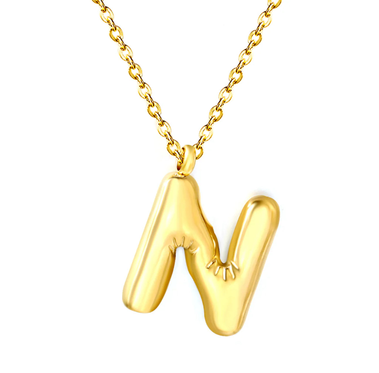 Bubble Letter Pendant Necklace, Initial Letter Necklace