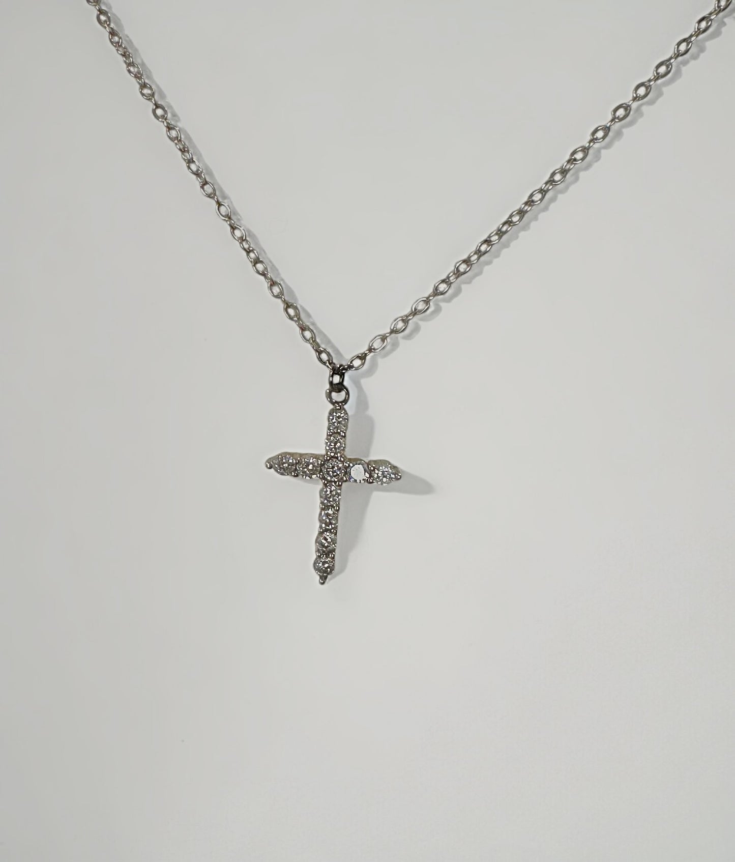 Cross pave necklace