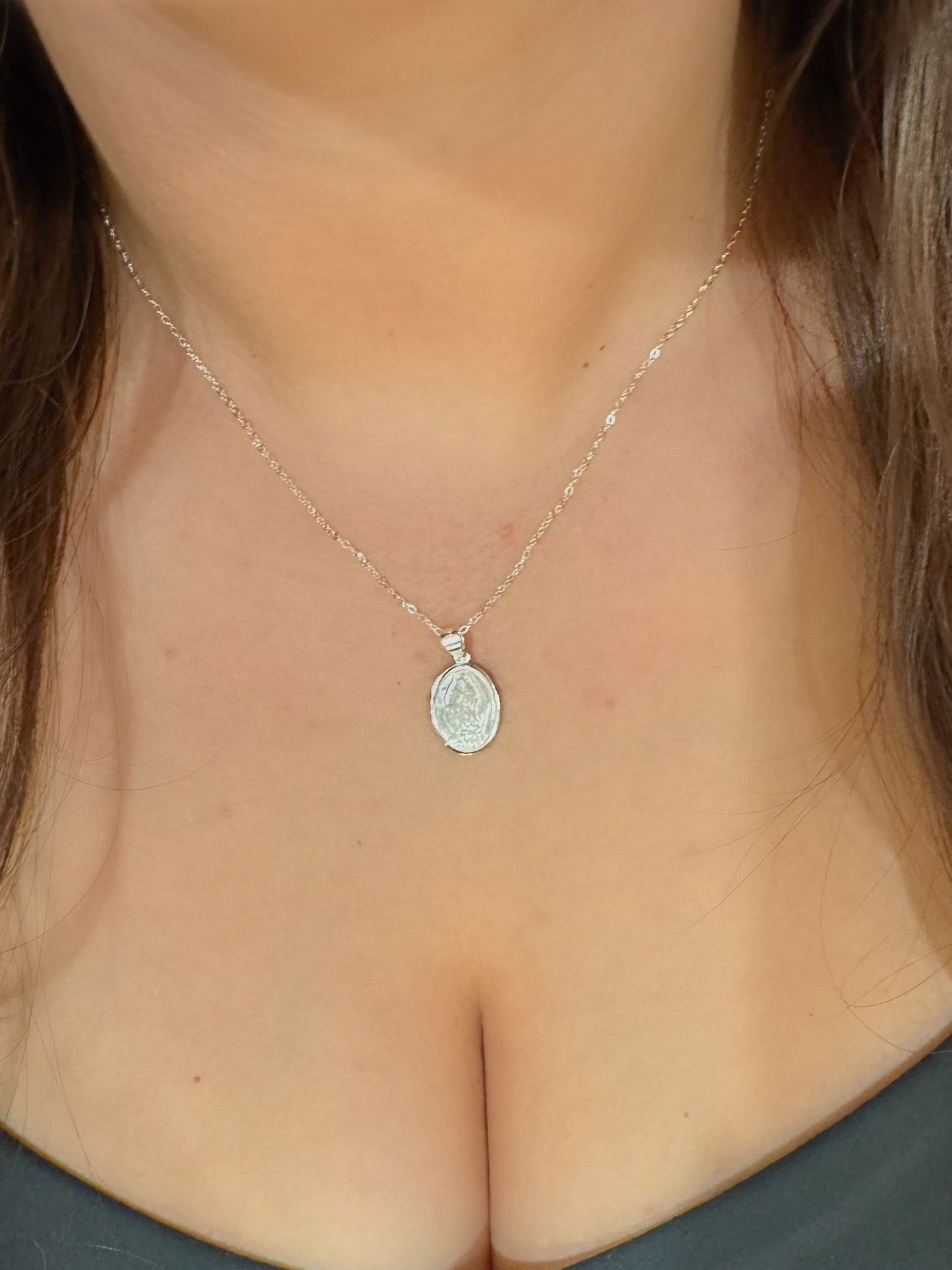 Lady Guadalupe Iridescent Sterling Silver Pendant Necklace