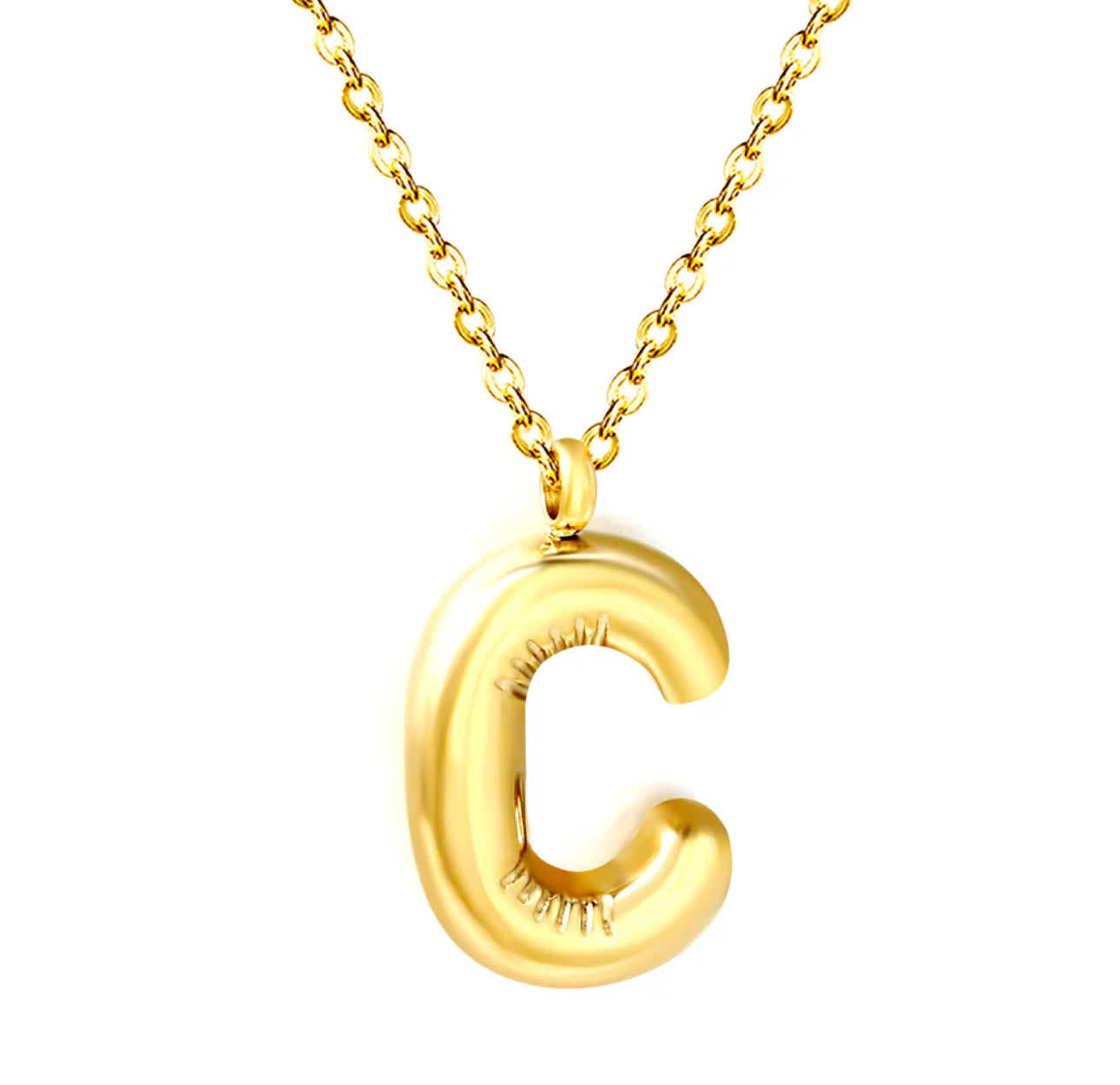 Bubble Letter Pendant Necklace, Initial Letter Necklace