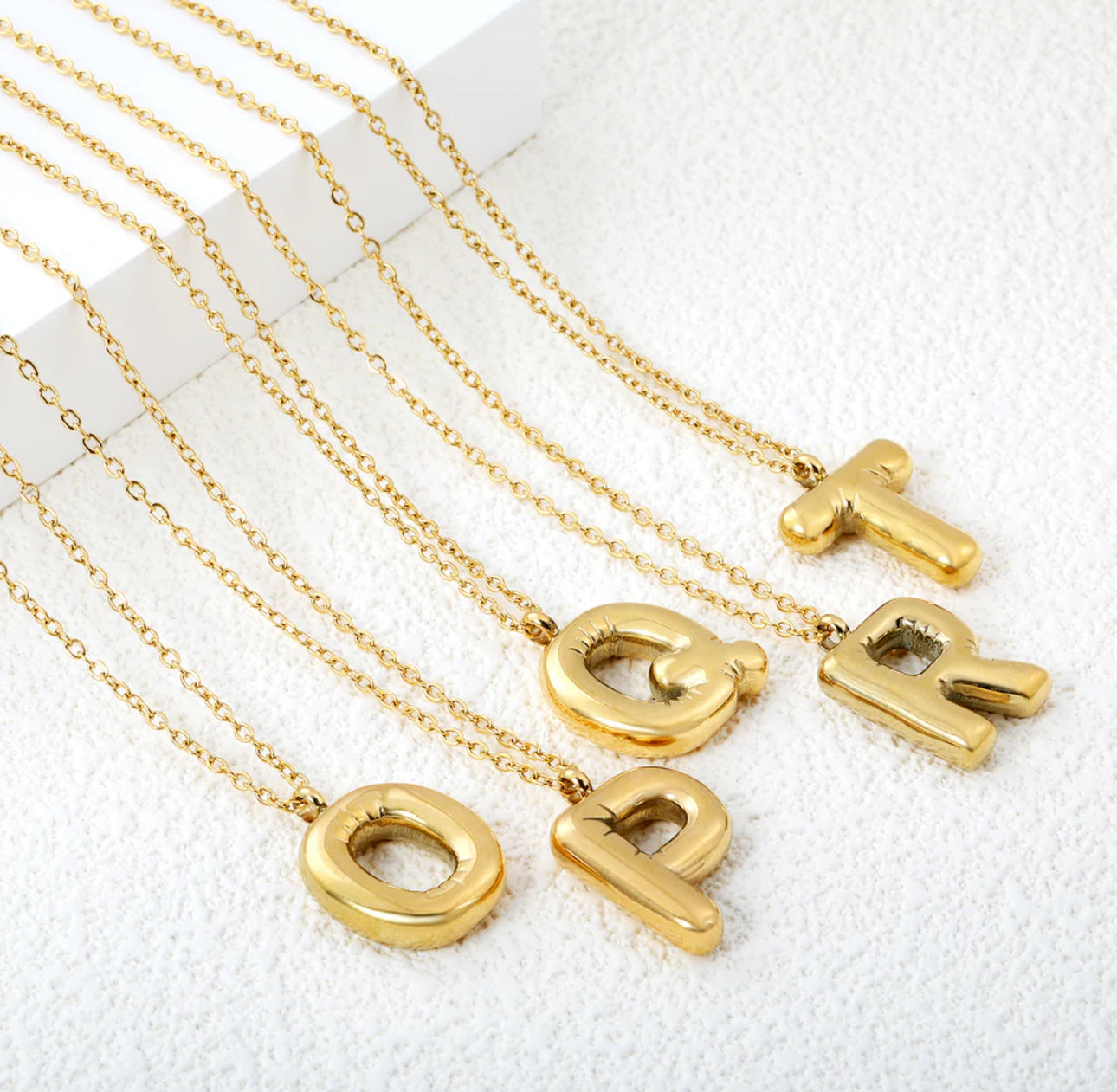 Bubble Letter Pendant Necklace, Initial Letter Necklace