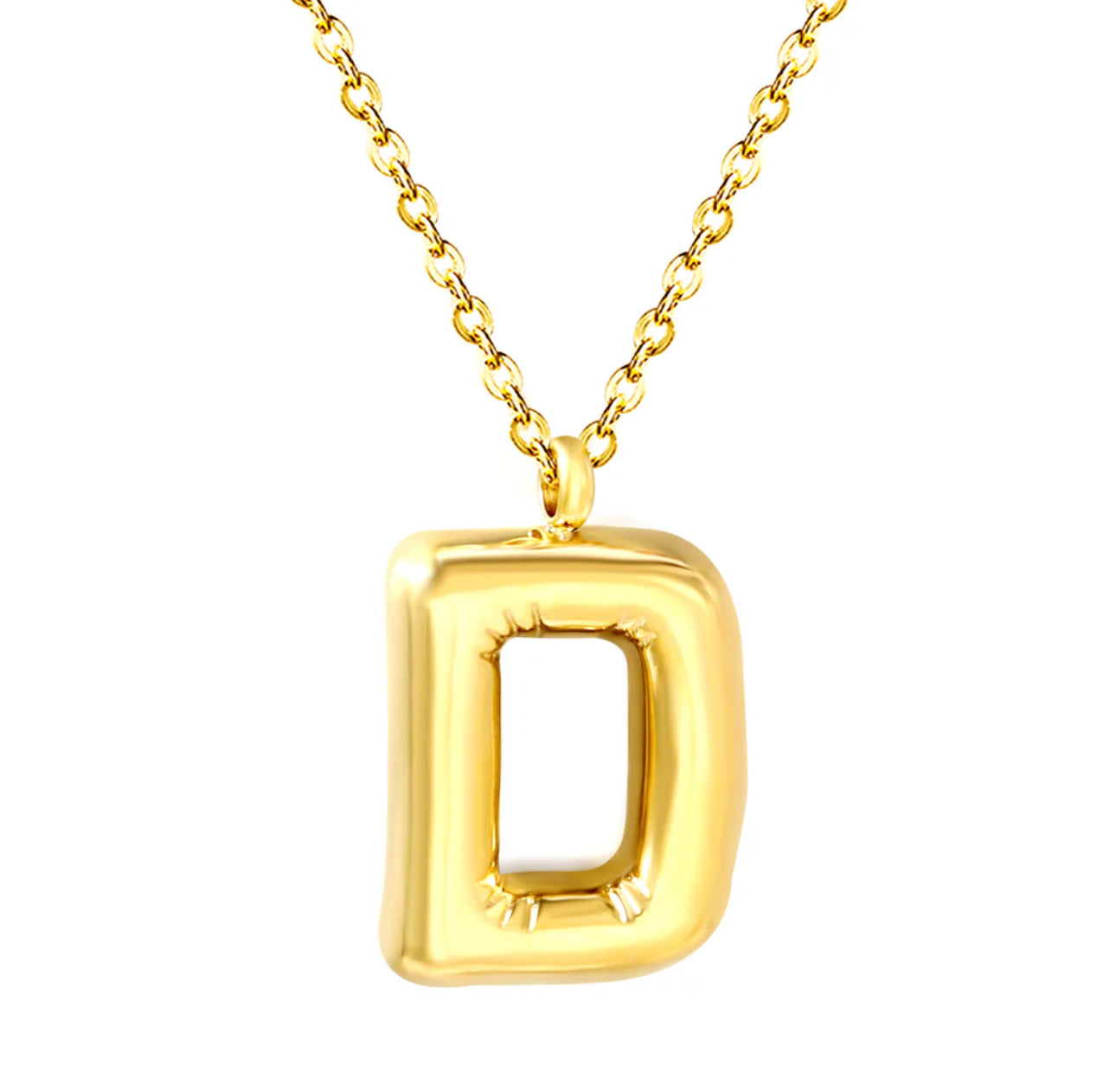 Bubble Letter Pendant Necklace, Initial Letter Necklace