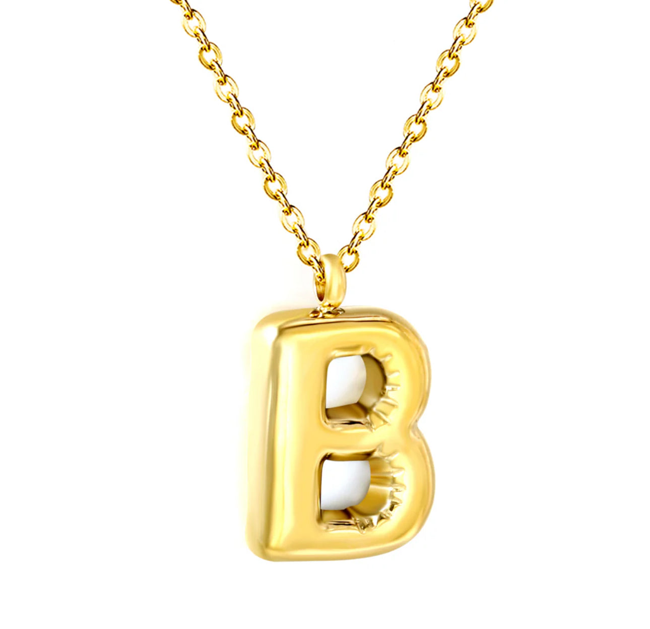 Bubble Letter Pendant Necklace, Initial Letter Necklace