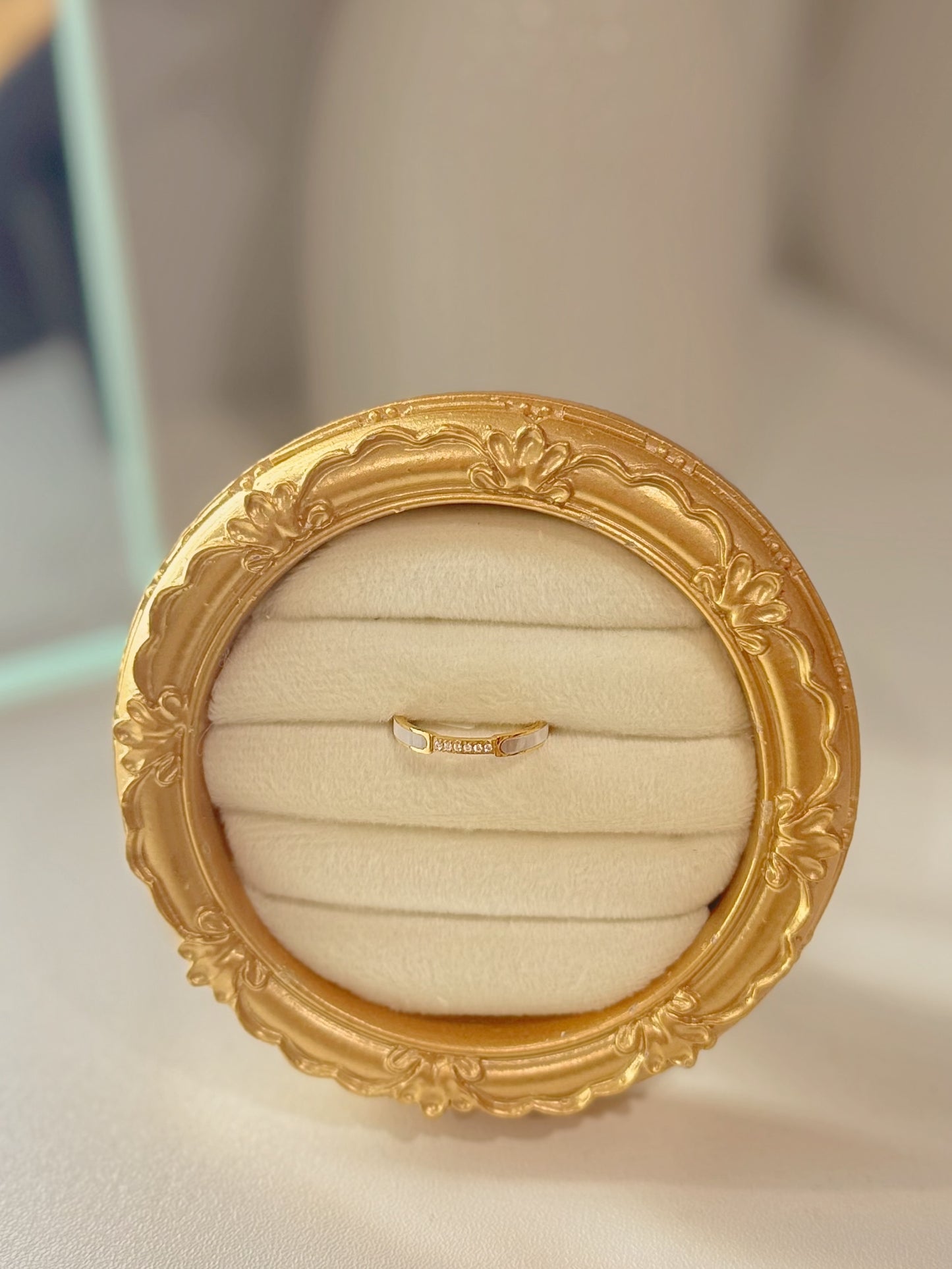 Iridescent White Diamond Band
