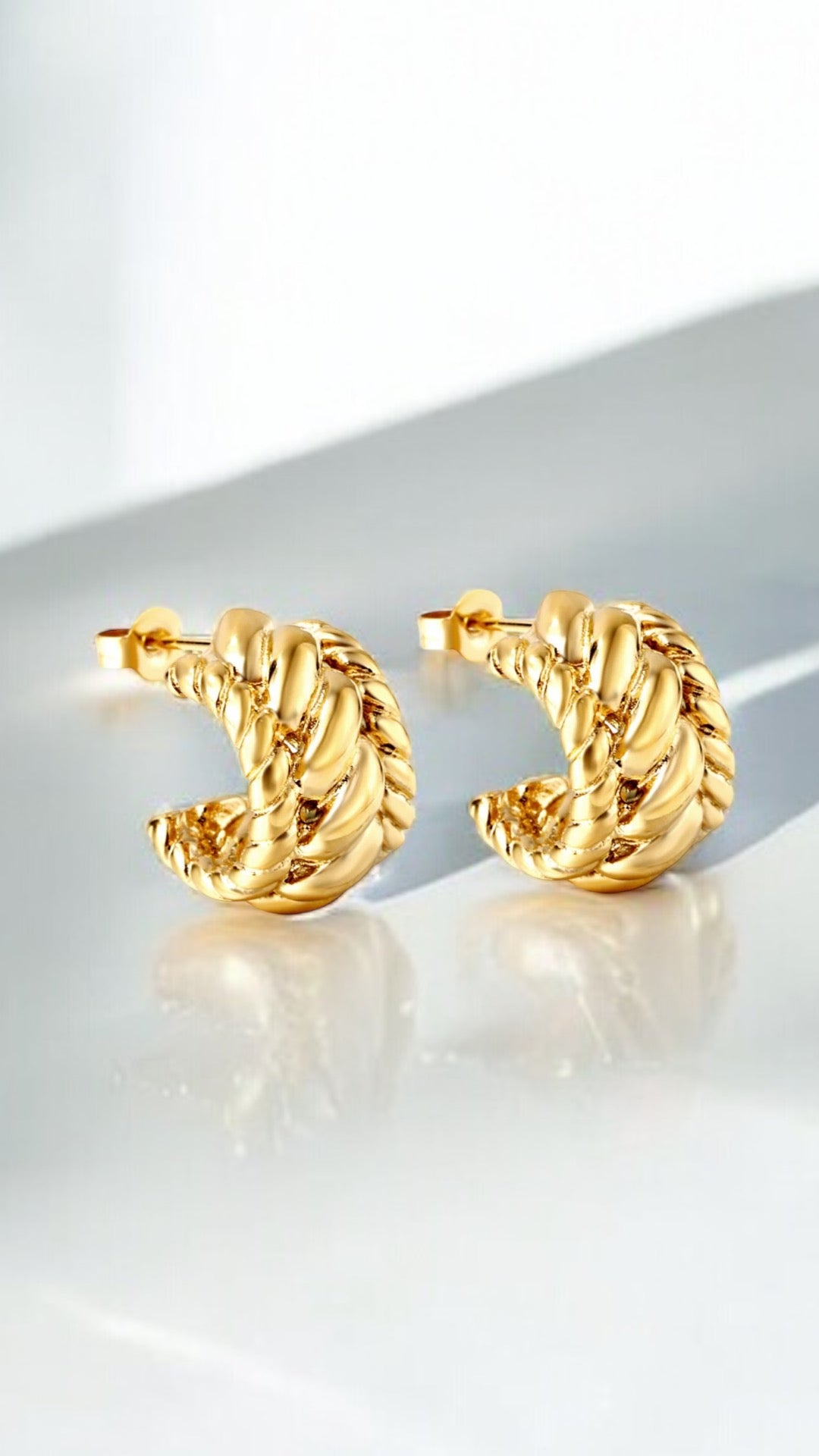 Braided hoop Earrings, Hoop Huggies