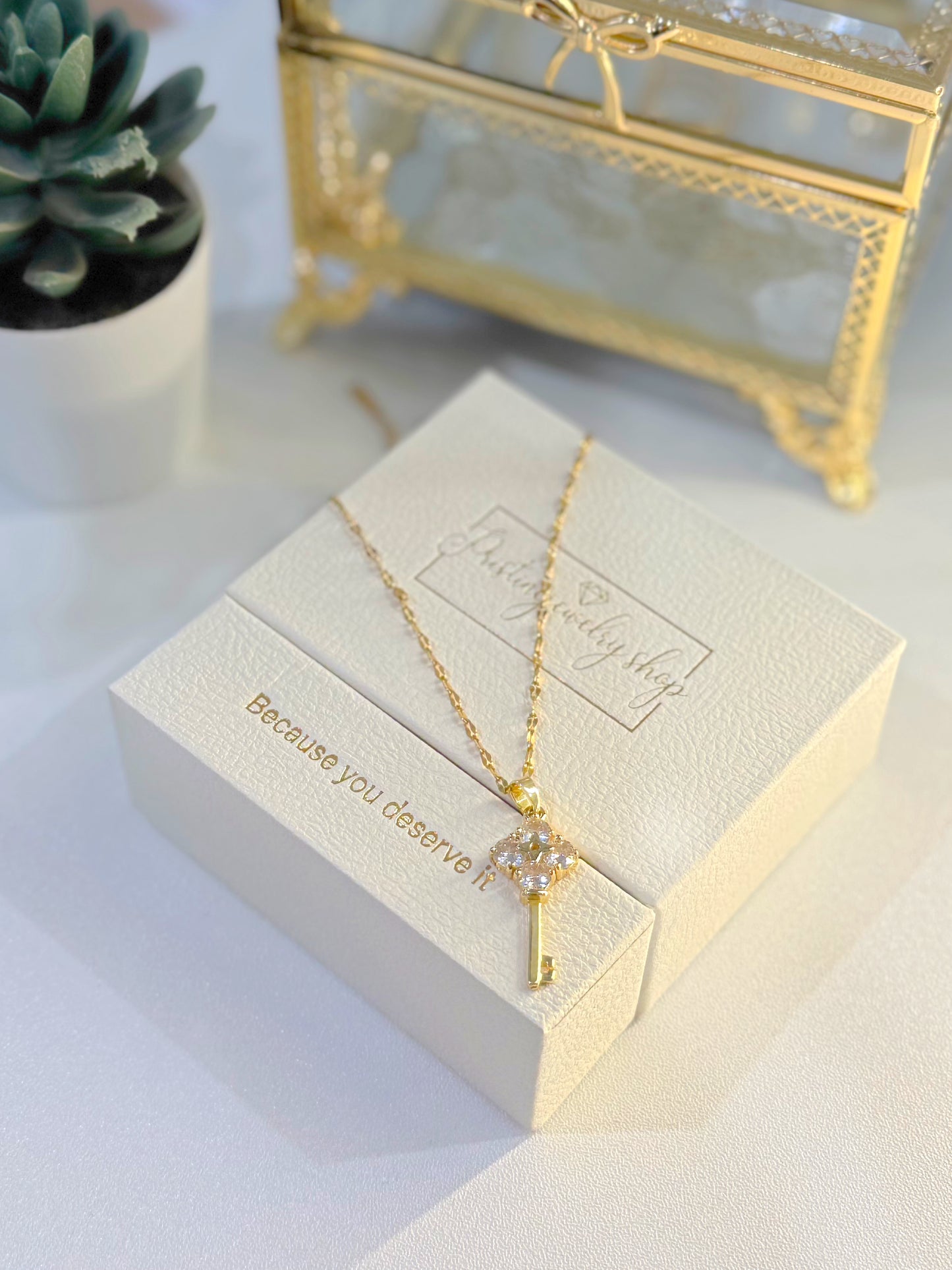Gold Key Pendant Necklace
