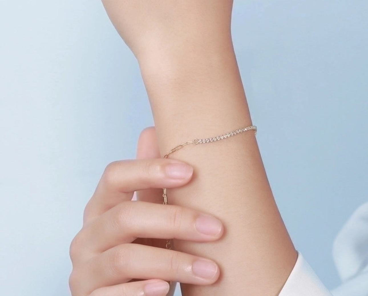 Tennis Paperclip Chain Bracelet