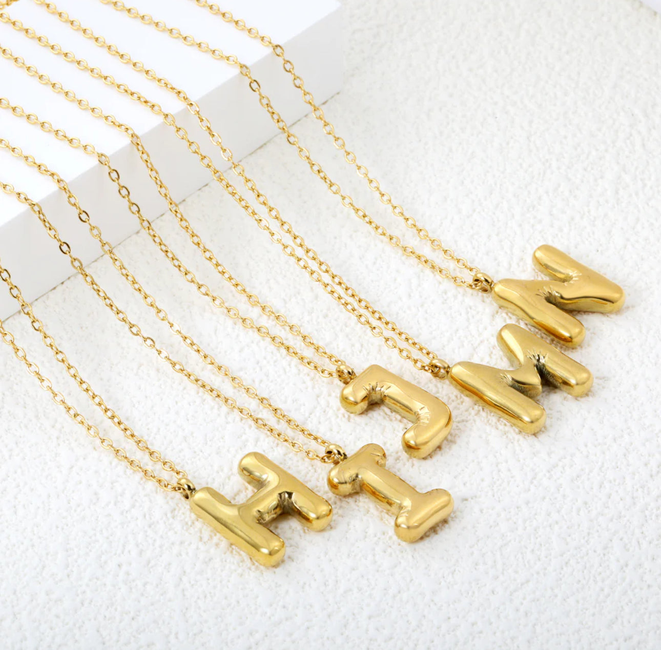 Bubble Letter Pendant Necklace, Initial Letter Necklace