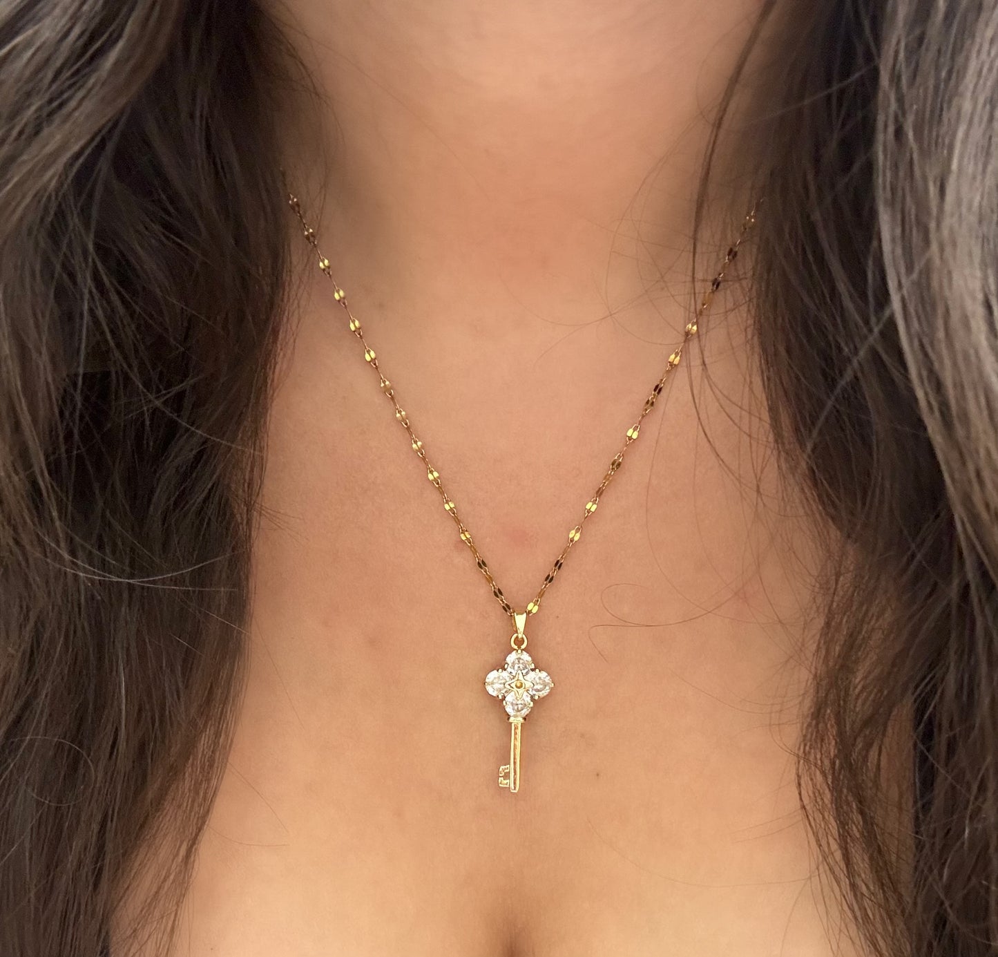 Gold Key Pendant Necklace