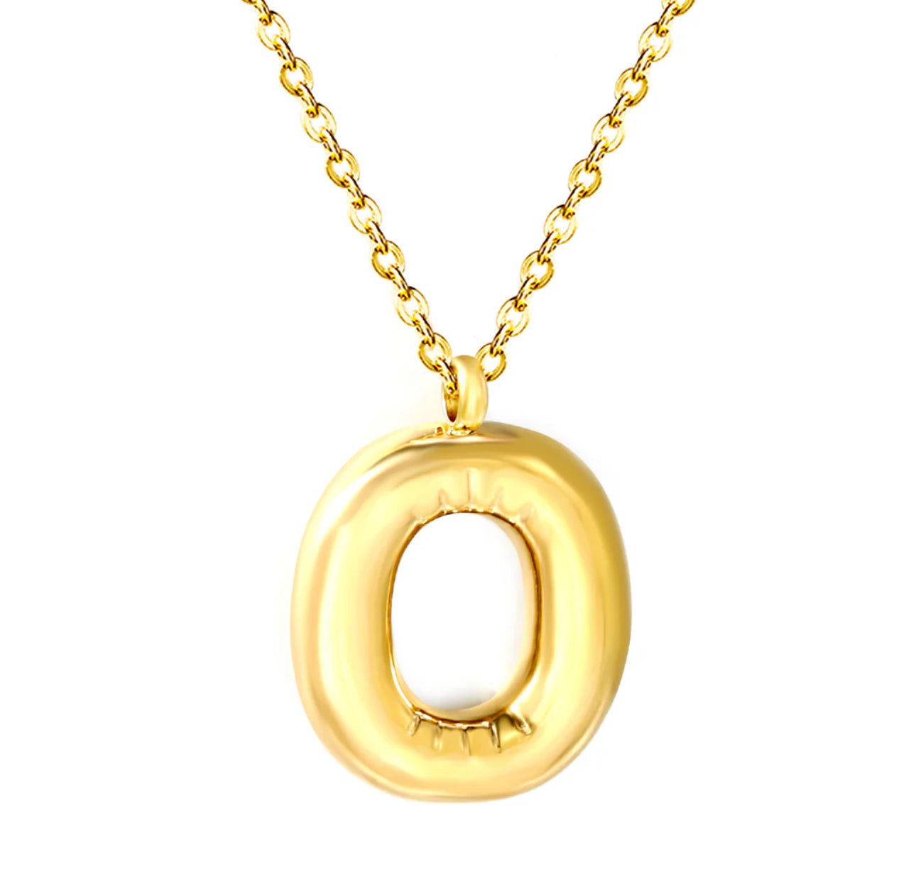 Bubble Letter Pendant Necklace, Initial Letter Necklace