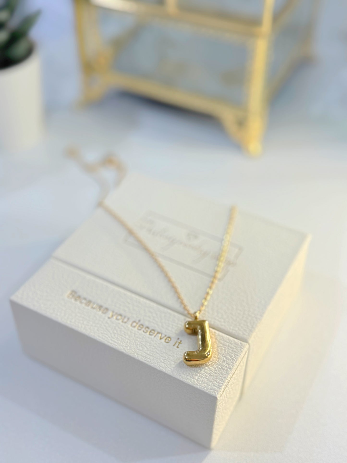 Bubble Letter Pendant Necklace, Initial Letter Necklace