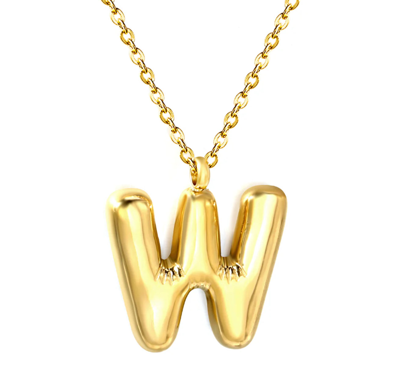 Bubble Letter Pendant Necklace, Initial Letter Necklace