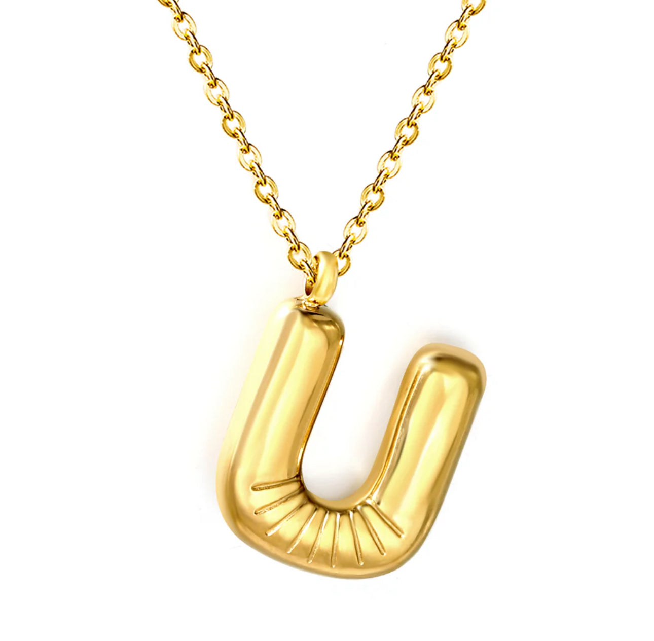 Bubble Letter Pendant Necklace, Initial Letter Necklace