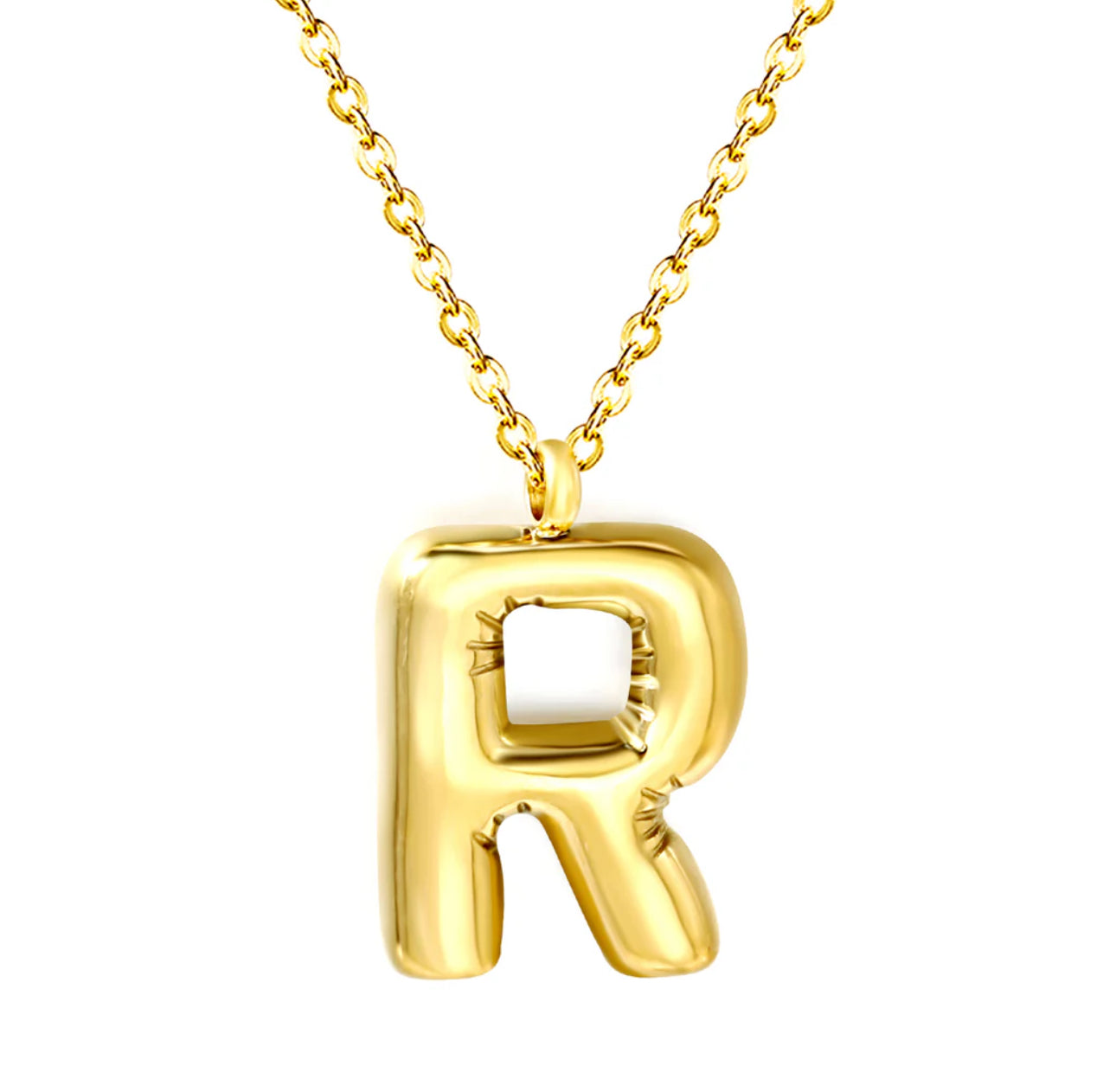 Bubble Letter Pendant Necklace, Initial Letter Necklace