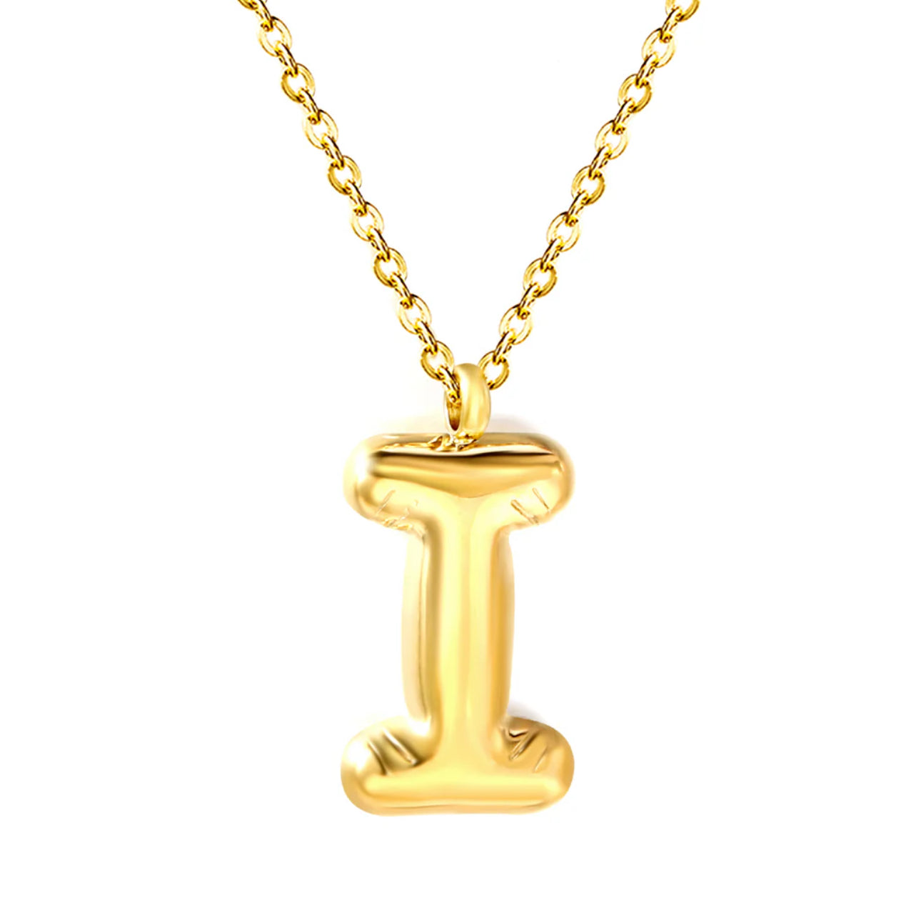 Bubble Letter Pendant Necklace, Initial Letter Necklace