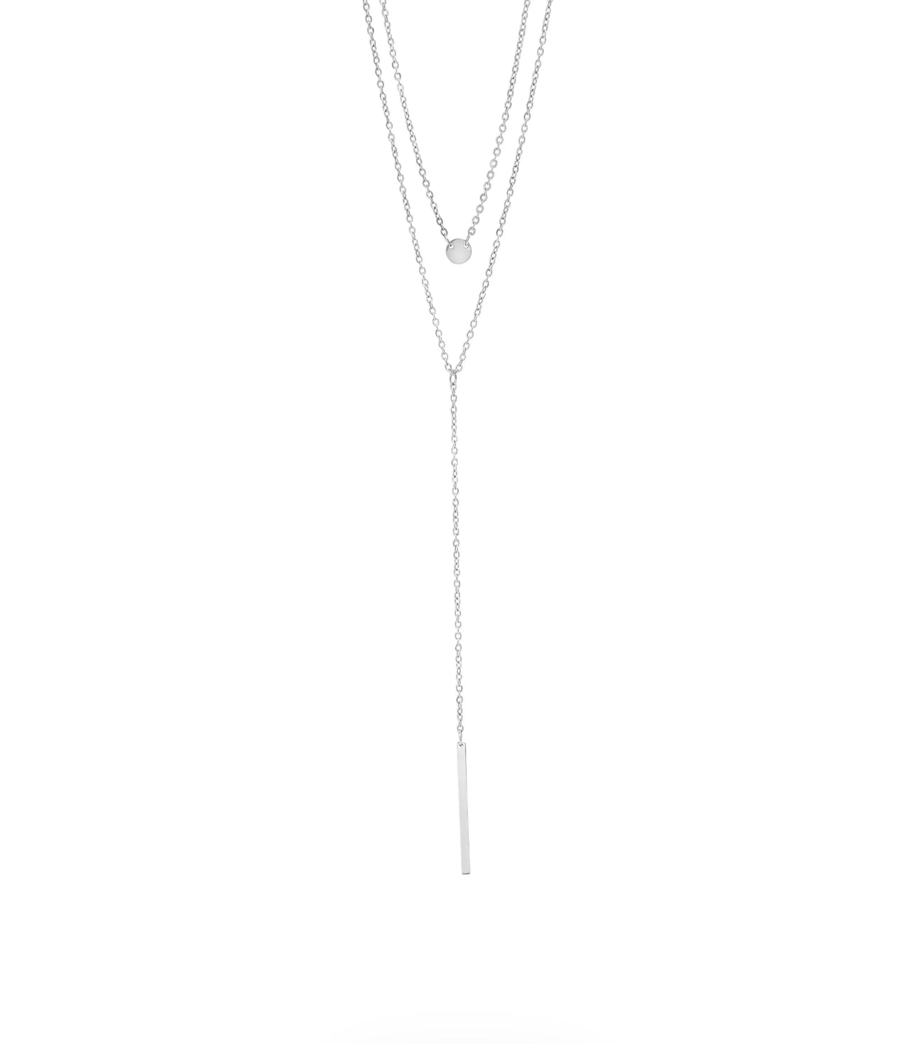 Circle and satellite layered chain necklace