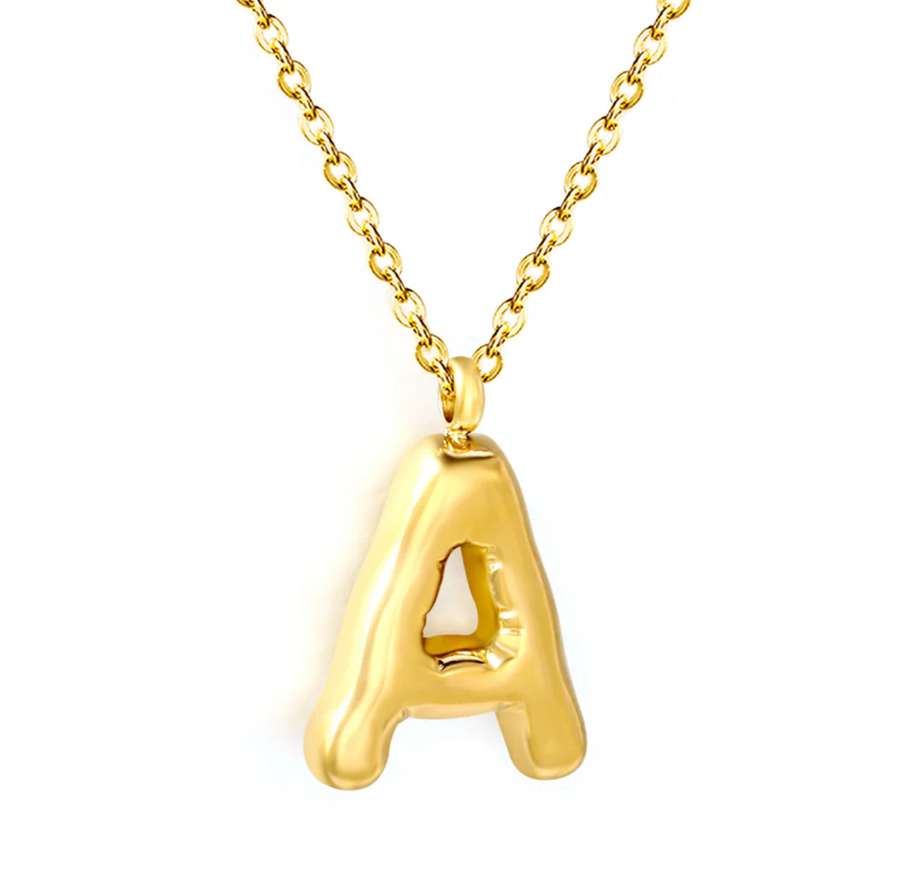Bubble Letter Pendant Necklace, Initial Letter Necklace