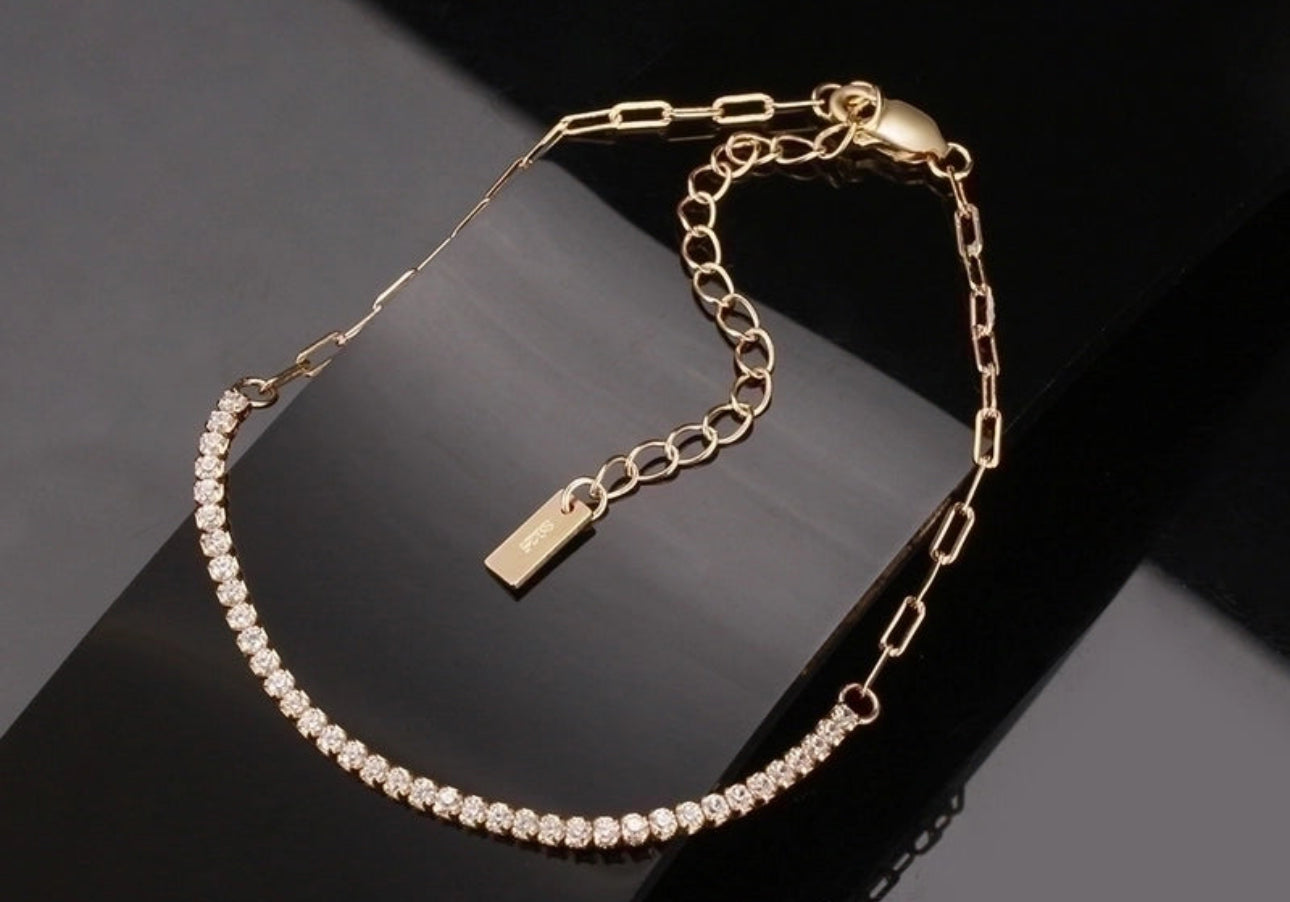 Tennis Paperclip Chain Bracelet