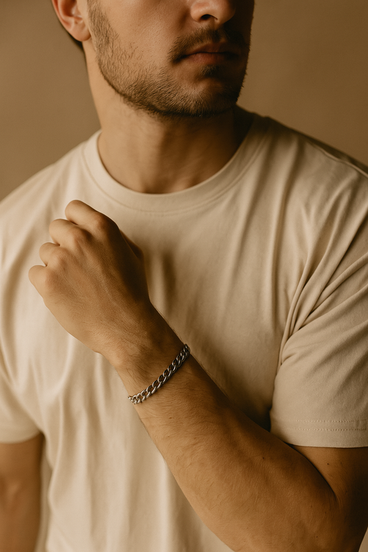 Men’s 7mm Steel Curb Chain Bracelet – Polished Classic