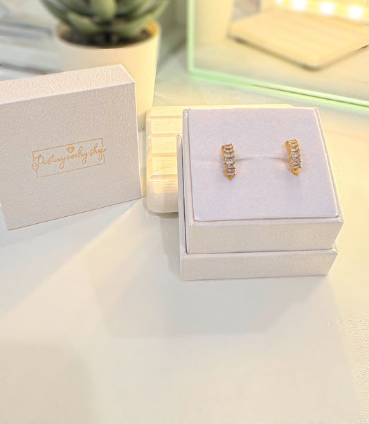 Small Pave CZ Hoop Huggie Earrings