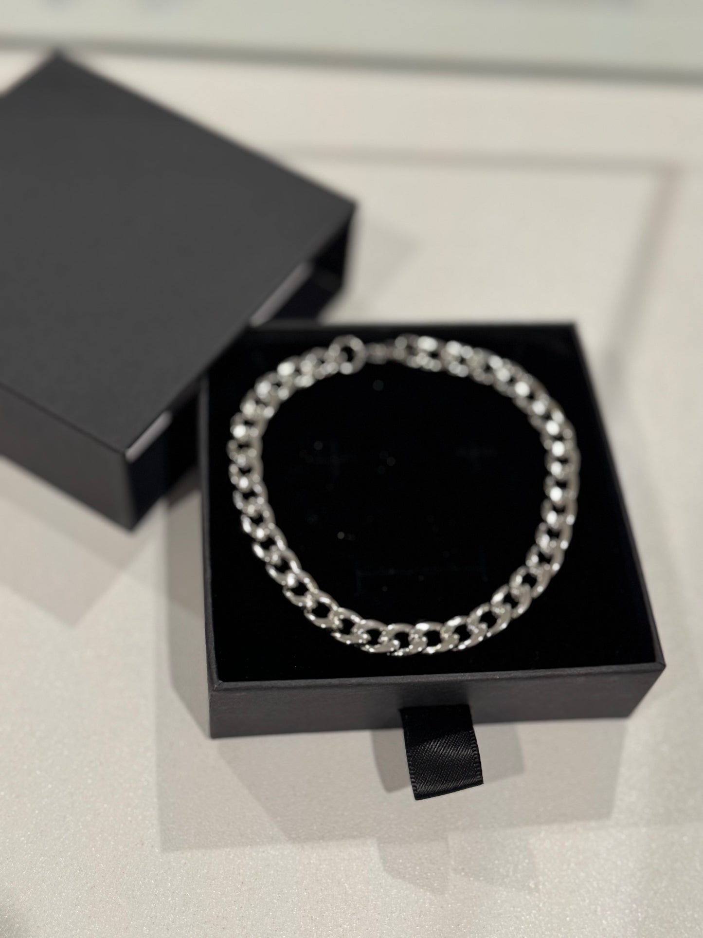 Men’s 7mm Steel Curb Chain Bracelet – Polished Classic