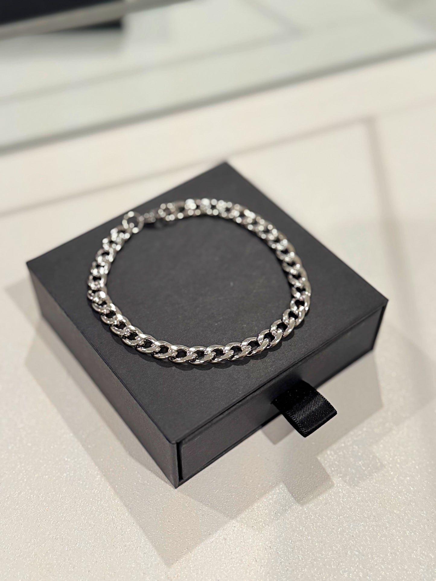 Men’s 7mm Steel Curb Chain Bracelet – Polished Classic