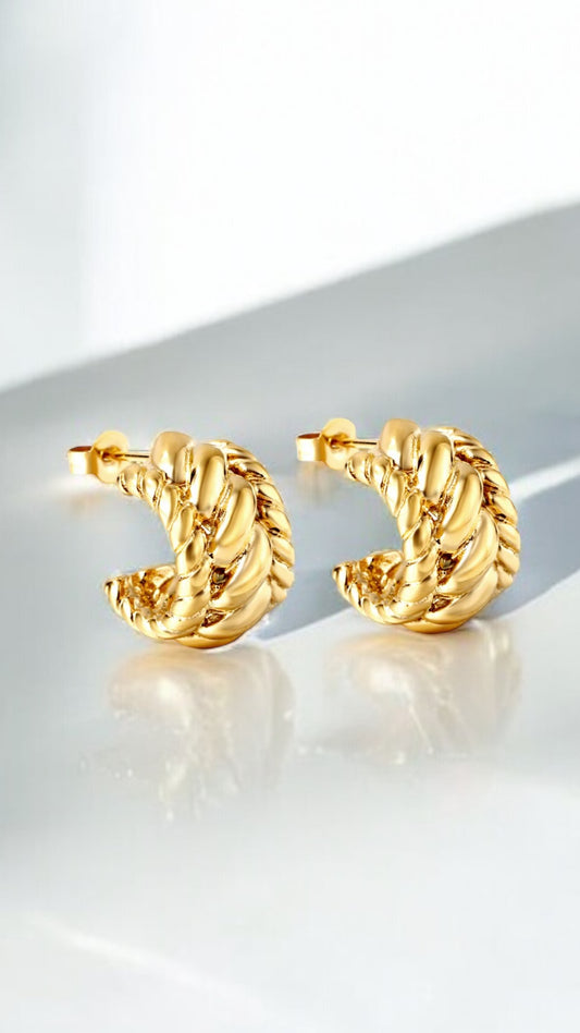 Braided hoop Earrings, Hoop Huggies