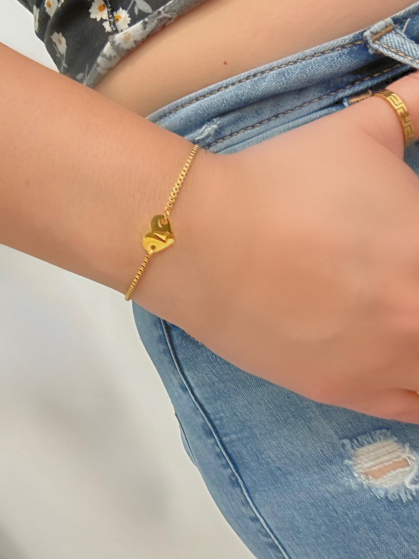 Heart Initial Adjustable Bracelet