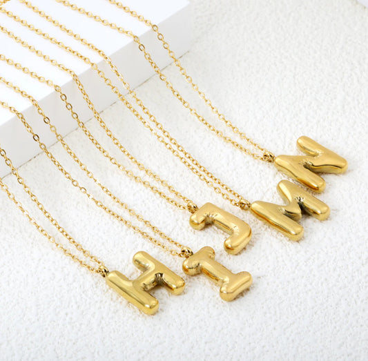 Bubble Letter Pendant Necklace, Initial Letter Necklace