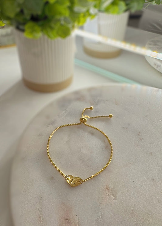 Heart Initial Adjustable Bracelet